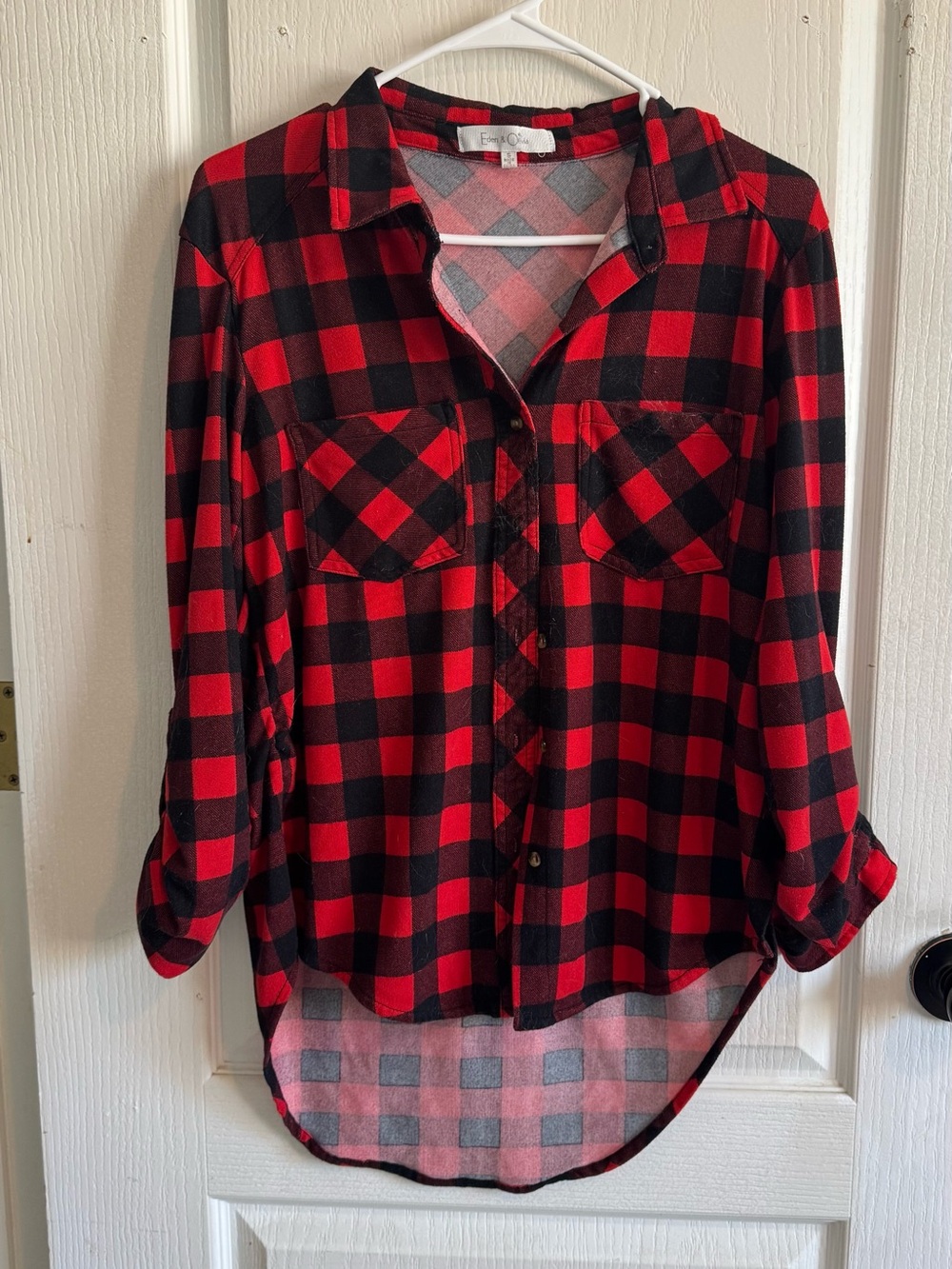 Eden & Olivia Red and Black Plaid Shirt Top